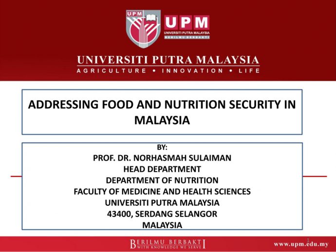 Cover image for Presentation 3: Addressing Food and Nutrition Security in Malaysia