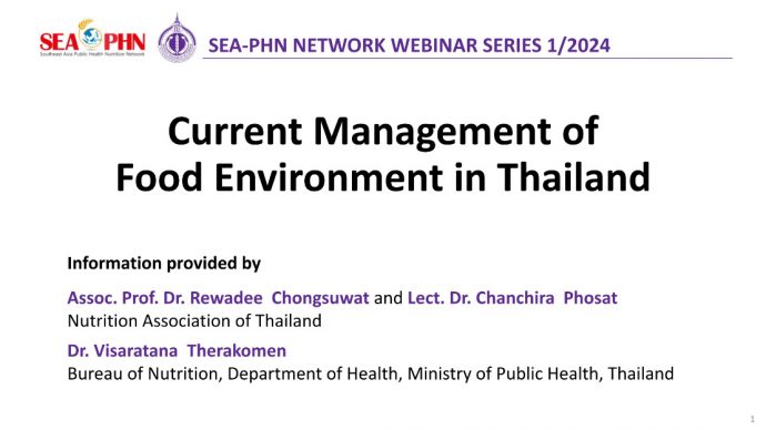 Dr. Chanchira Phosat - Current Management of Food Environment in Thailand